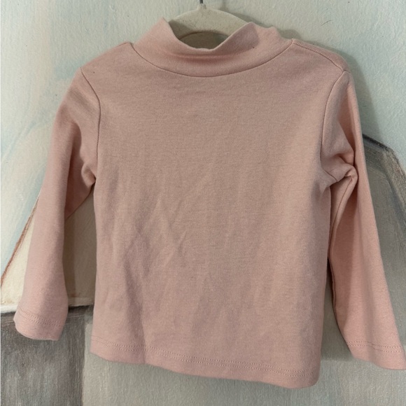 Zara Other - ZARA Soft Cotton Light Pink Mockneck Turtleneck Flower Appliqué Size 3-6M NWT